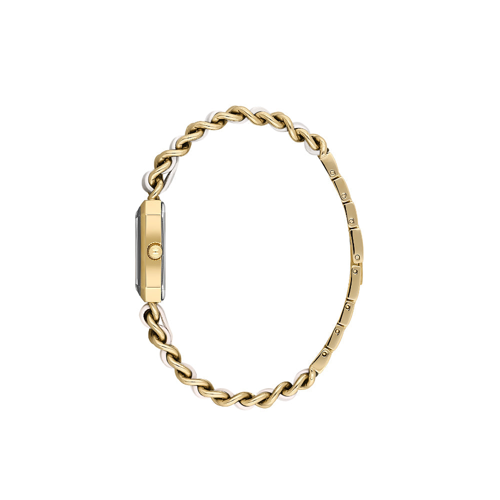Valentino Orlandi Gold and White Steel Leather Watch for Women VO.4.10007-2