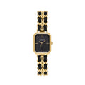 Valentino Orlandi Gold and Black Steel Leather Watch for Women VO.4.10007-3