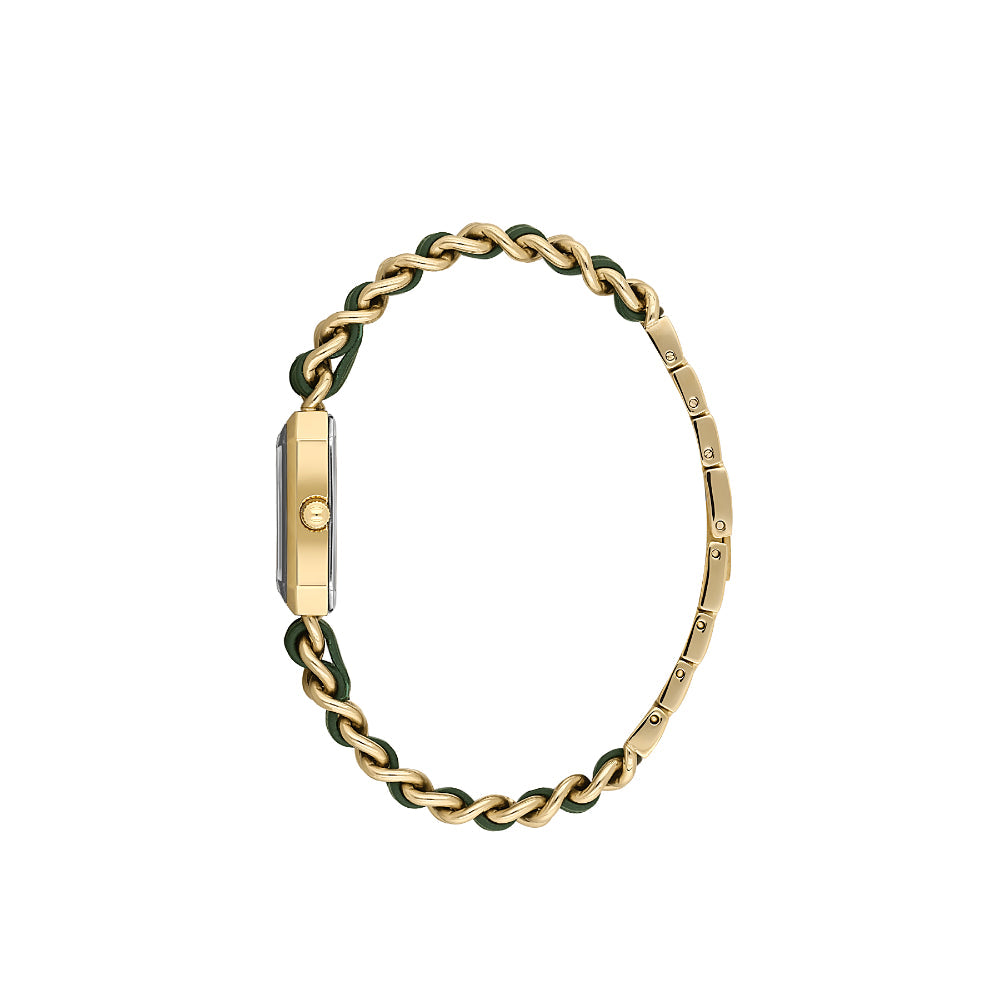 Valentino Orlandi Gold and Green Steel Leather Watch for Women VO.4.10007-4
