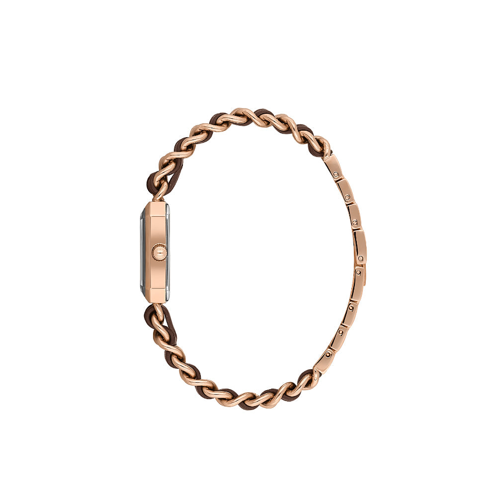 Valentino Orlandi Rose Gold and Brown Steel Leather Watch for Women VO.4.10007-5