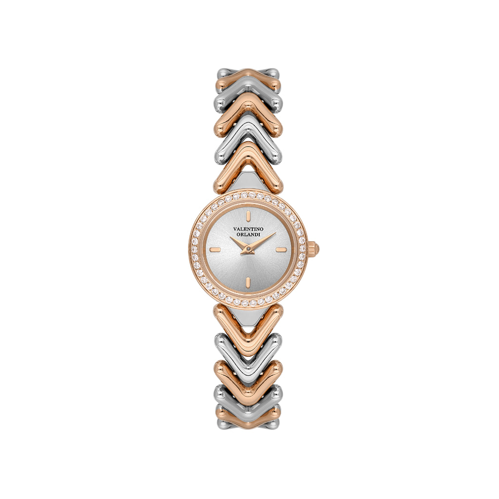 Valentino Orlandi Silver and Rose Gold Stainless Steel Watch for Women VO.4.10009-6