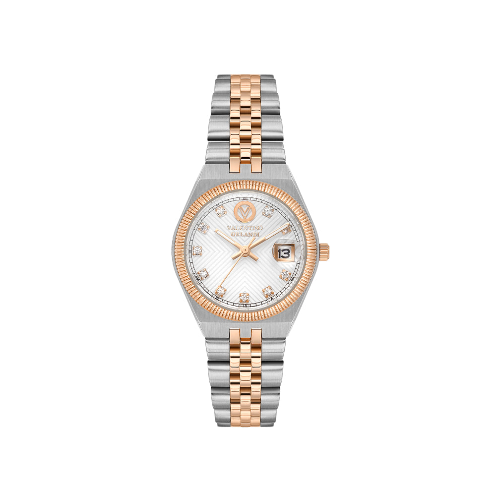 Valentino Orlandi Silver and Rose Gold Stainless Steel Watch for Women VO.4.10010-5
