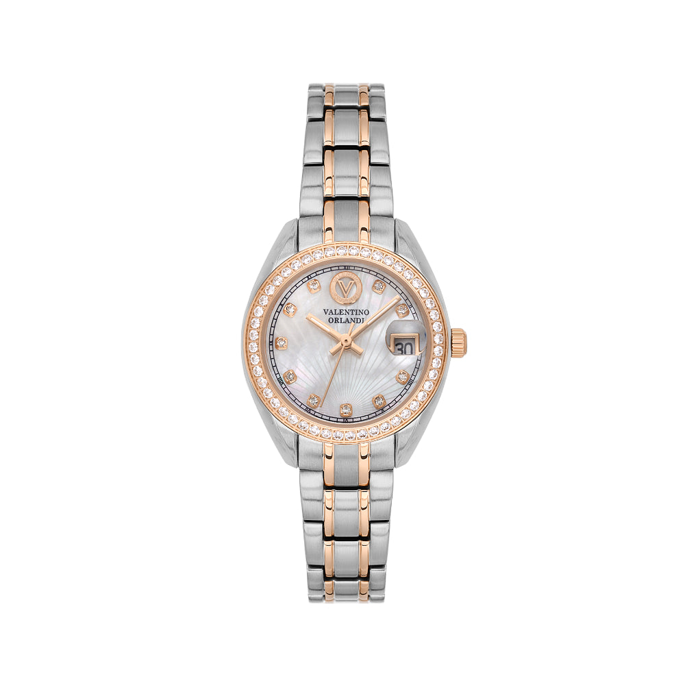 Valentino Orlandi Silver and Rose Gold Stainless Steel Watch for Women VO.4.10011-5