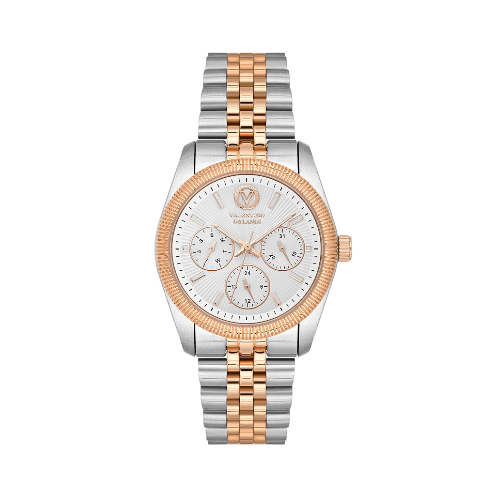Valentino Orlandi Silver and Rose Gold Stainless Steel Watch for Women VO.4.10012-5