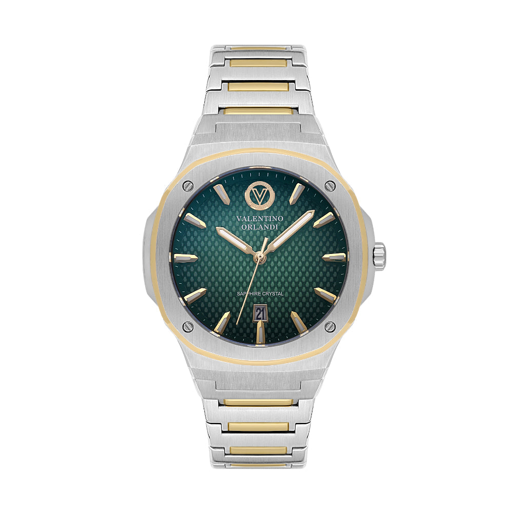 Valentino Orlandi Silver and Gold Stainless Steel Watch for Men VO.5.10004-4